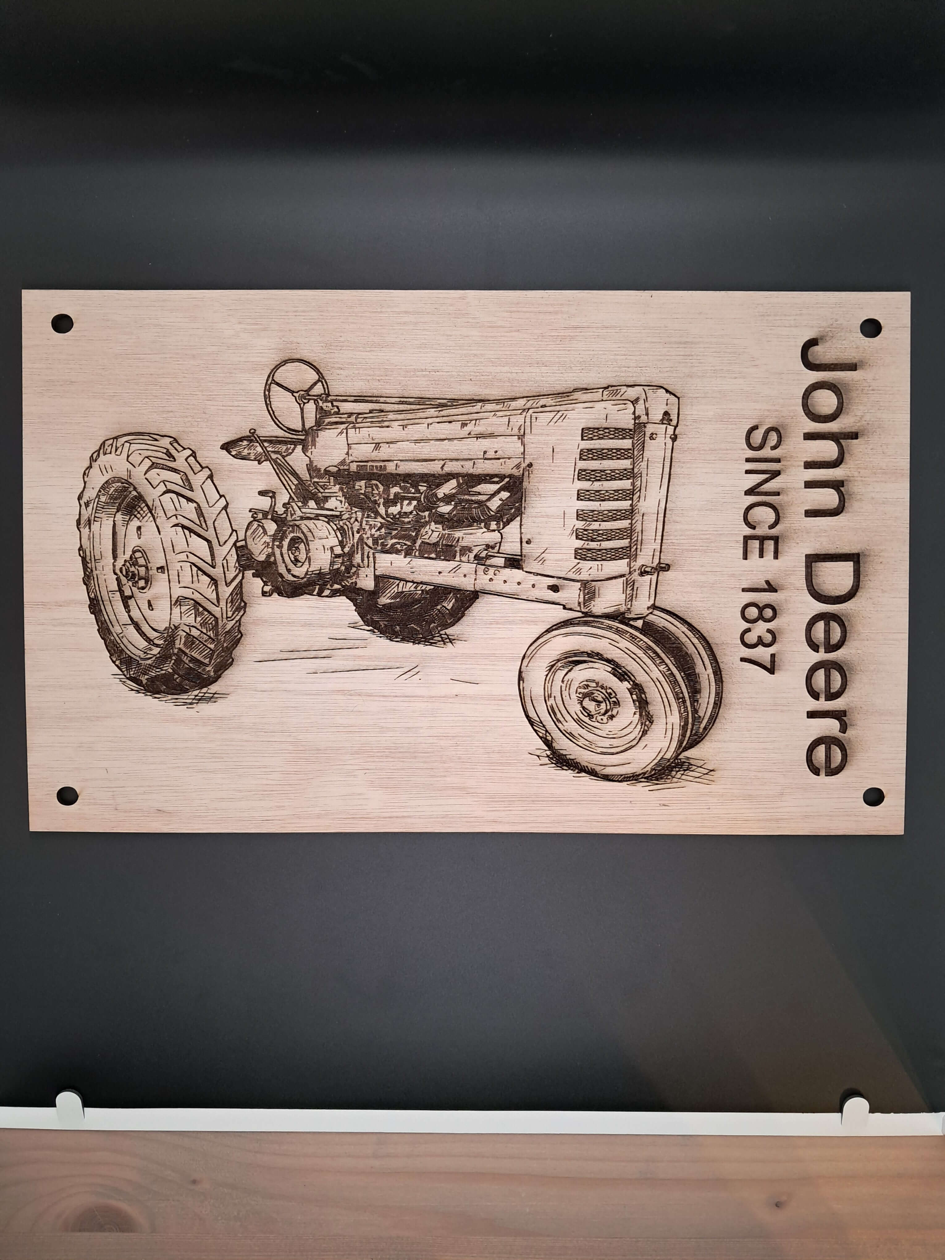 Muurdecoratie John Deere Klassieke Trekker op hout